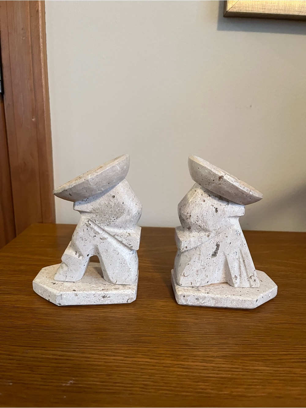 Decorative White Stone Dog Bookends